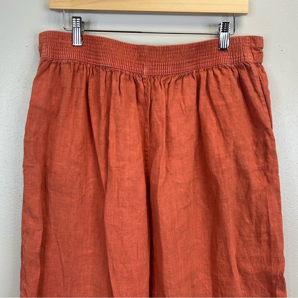 Tahari Women's Terracotta Wide Leg Cropped 100% Linen Pants XL Beach Vacation - Picture 11 of 12